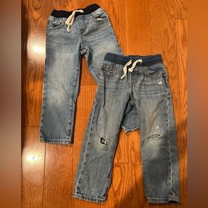 4T Slim set of 2 GAP Kids Blue Denim Jeans Set one distressed one regular